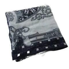 マニプリ manipuri スカーフ 大判 コットン シルク グレー ネイビー 