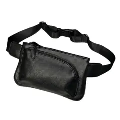 Minorel ボディバッグ ウエストバッグ ショルダーバッグ 斜め掛け 肩掛け 2WAY PUレザー 撥水 薄型 スリム ミニ コンパクト 小さめ 横型 シンプル メンズ (ブラック) [ブラック]