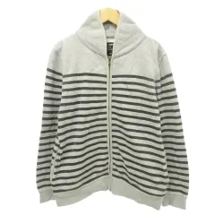 シップス SHIPS ジップ パーカー 長袖 ボーダー ハイネック 厚手 Mサイズ グレー ■YHS2のサムネイル