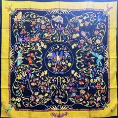 Herms エルメス 90カレ 大判 スカーフ PIERRES D' ORIENT ET D' OCCIDENT 東洋の石と西洋の石細工 シルク 箱 レディース ファション小物 服飾小物 衣料品 美品 aua32119080207のサムネイル
