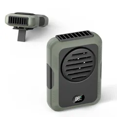 腰掛け扇風機 ベルトファン3段階風量調節可能 携帯扇風機 ウエストファン 手持ち/腰掛け/首掛け/卓上 LED風速段階/残量表示 USB-A/USB-C対応 静音 小型 軽量 熱中症対策/屋外作業/アウトドア ギフトにも最適-グリーン