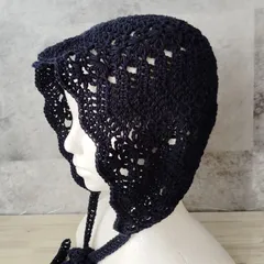 ボンネット　ハンドメイド　クロシェハット　ヘッドドレス　バブーシュカ　コットン　手編み　バラクラバ　バケットハット　ニットフード