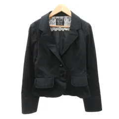 シンシアローリー CYNTHIA ROWLEY オープンカラージャケット ミドル丈 総裏地 シングルボタン 2 黒 ブラック /YK15のサムネイル