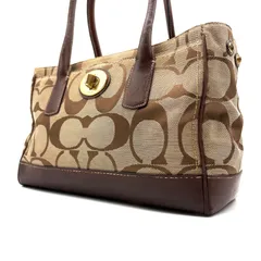 COACH y2k signature canvas leather tote bag コーチ シグネチャー柄 キャンバスレザー素材 トートバッグ ターンロック金具 型番F12463 ベージュブラウン
