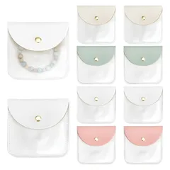 【新品】 PH PandaHall ジュエリーポーチ 8個 4色 PUレザー製 アクセサリー収納袋 スナップボタン付き ミニジュエリーバッグ 携帯用 ギフト 旅行 バレンタイン 感謝祭に 約10×10cm 0