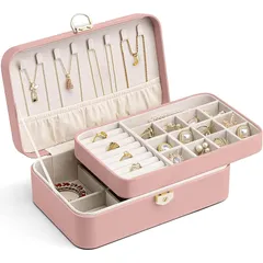 【新品】 Vinnatsu ジュエリーボックス アクセサリーケースPUレザージュエリーケース 軽量 鍵付き 宝石箱 ジュエリー収納 鍵付き アクセサリー 収納 ボックス アクセサリー収納 ビーズ収納 オーガナイザー 分割 取り外し可 小物入れ 着脱式の仕切 1