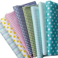 【新品】 8枚セット チェック・縞柄・水玉 生地 40×50cm おしゃれ 手芸 生地 はぎれ 花 手芸用 パッチワーク 布セット 0