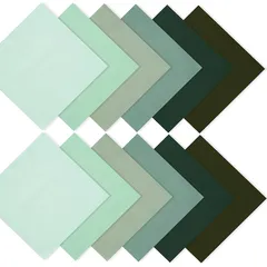 【新品】 12枚 パッチワーク布 無地 綿100％ 生地 プリント生地 25×25cm カットクロス 可愛い はぎれ 福袋 DIY手芸用 6色セット グリーン 0