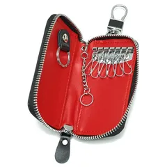 【新品】 [NM.element] ブラック×レッド キーケース 鍵ケース メンズ レディース カード入れ スマートキーケース スマートキー対応 本革 ヌメ革 牛革 皮 6連 6本 キーリング とちぎれざー キーホルダー 鍵入れ 車 人気 ブランド おしゃ 0