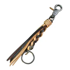 【新品】 [ホワイトファング] キーホルダー タッセル 編み込み キーリング 鍵 レザー おしゃれ レトロ メンズ レディース AZ142(コーヒーブラウン) 1