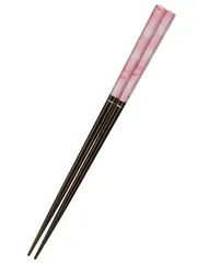 大理石調 ピンク マーブル 滑り止め加工 22cm 握りやすい 天然木 食洗機対応 六角箸 塗箸 若狭塗箸 箸 日本製 ナカノ