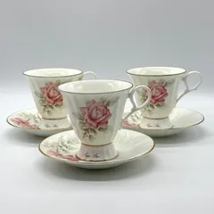 ノリタケ スタジオコレクション AVON（エイボン）ローズクラブカップ＆ソーサー ３客セット 花柄 金彩 エレガント