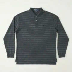 110-115 ポロ ピマコットン 長袖 カラーTシャツ ストライプ #AH