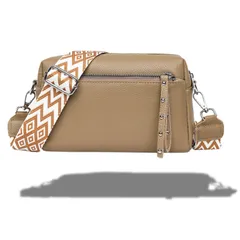 [Meilleur Choix] ショルダーバッグ レディース 斜めがけ レザー ボディバッグ 大容量 本革 (カーキ) [カーキ]