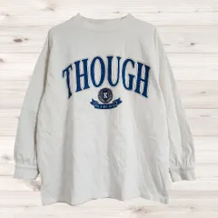 A1484 ウィゴー WEGO Tシャツ 長袖 ロンT(S) 白 プリント文字 綿 Uネック ノーカラー