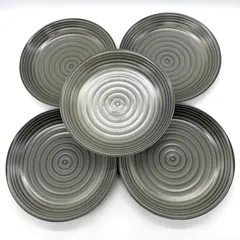 渦巻 平皿 プレート 5枚セット モダンデザイン 和モダン ディナープレート 陶器