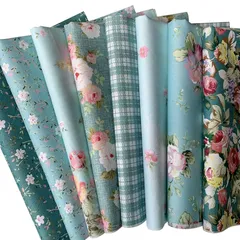 【新品】 8枚 カットクロス 布 花柄 プリント おしゃれ 手芸 生地 はぎれ 花 手芸用 パッチワーク 布セット ハンドメイド 46x56cm (ローズ チェック) 0