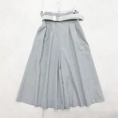 Foxey　フォクシー　ロングキュロット　パンツ　タック　ベルト　レーヨン　ウール　グレー　日本製　レディース　38　b00378のサムネイル