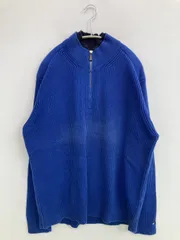TOMMY HILFIGER トミーヒルフィガー ニット/セーター XL/XG ブルー コットン ニット 無地 ワンポイント ミドル丈 長袖 タートルネック/ハイネック