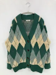 earth music&ecology アースミュージックアンドエコロジー カーディガン/ボレロ F グリーン ニット チェック柄 ミドル丈 長袖