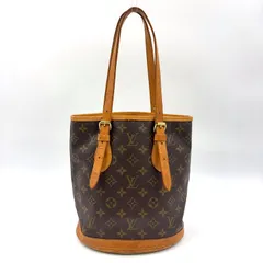 LOUIS VUITTON バケットPM モノグラム モノグラム レザー×PVC ブラウン ショルダーバッグ ゴールド M42238