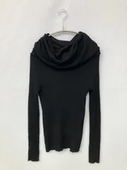 R ニット/セーター ブラック コットン 無地 ミドル丈 長袖 タートルネック/ハイネック オフショルダー