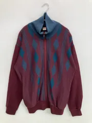 HUBER ニット/セーター M レッド ニット その他総柄 ミドル丈 長袖 タートルネック/ハイネック