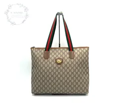 GUCCI PLUS オールドグッチ GGスプリーム シェリーライン トートバッグ ブラウン×ベージュ