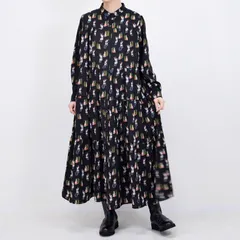 プリントティアードロングワンピース  うさぎ りぼん 英字 ねこ