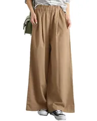 【新着商品】ワイドパンツ レディース ゆったり ロング丈 ボトムス 春 夏 ウエストゴム 無地 春夏 フリーサイズ