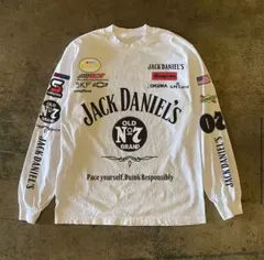 新品未使用 CHM JACK DANIEL’S ロンT 長袖 Tシャツ メンズ レディース ユニセックス 白 ホワイト Y2k  ジャックダニエル スナップオン レーシングデザイン