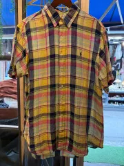 ポロ ラルフローレン ネイビー ポニー マルチ カラー リネン 半袖 シャツ