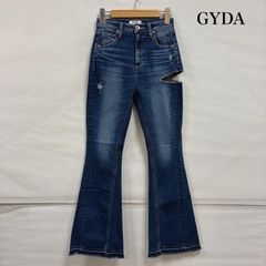 新品•タグ付】GYDA ミドルウエストSIDE RIPPEDフレアデニムパンツ