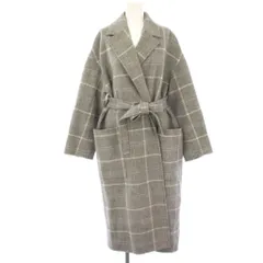 ユナイテッドアローズ UNITED ARROWS W/N リバー テーラードコート ガウンコート ウール チェック ロング 38 グレー 15251994324 /HN