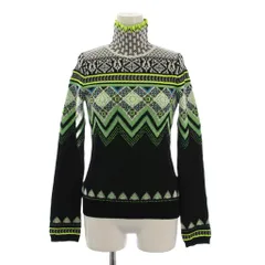 マメクロゴウチ  Mame Kurogouchi 22AW Fair Isle High Neck Knitted Top ニット セーター 長袖 ハイネック 総柄 1 黒 黄緑 白 MM22FW-KN028 /BM