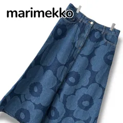marimekko マリメッコ ブルー レディース スカート ロングスカート デニムスカート ケシの花 Aラインシルエット ノンストレッチ コットンデニム生地【Lサイズ相当】0001195OCのサムネイル