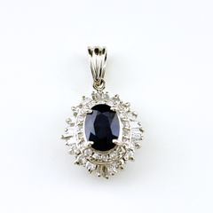 Pt900 サファイア約1ct(0.94ct) ダイヤ0.17ct 雫型 上品 - メルカリ