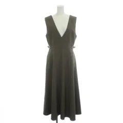 ナチュラルビューティーベーシック NATURAL BEAUTY BASIC 25SS Vネックサイドバックルジャンバースカート M 深緑 ダークグリーン Vネック ノースリーブ /AG ■OS