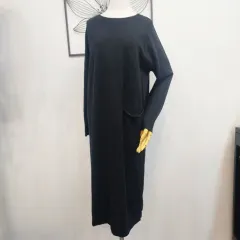 ブラックナチュラルニット ロング ONE PIECE free