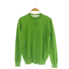 エンフォルド ENFOLD シルクコットンニットカーディガン 長袖 クルーネック 36 グリーン /MY ■OS