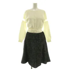 アプワイザーリッシェ Apuweiser-riche ツイーディニットワンピース ひざ丈 1 ホワイト ブラック /DF ■OS