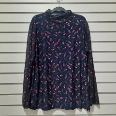 レディース フラワーパターン ネックメッシュ ブラウス 88/クローゼットデコレーション