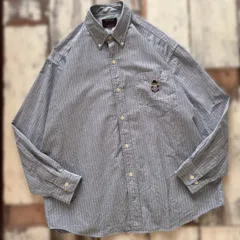 CHAPS チャップス ストライプ柄 ボタンダウン 長袖シャツ グレー　古着　LL