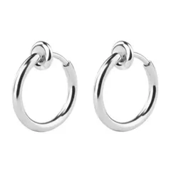 【特価商品】メンズ リング レディース フープ メンズ セット ユニセックス 2個 バネ式 両耳 スプリング 細フープ 挟むだけ イヤリング 簡単 イヤーカフ 装着 フェイクピアス