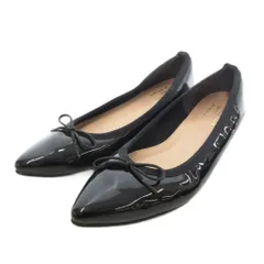 ビームス BEAMS SEPTEMBER MOON 美品 バレエシューズ 24 黒 ブラック エナメル ポインテッドトゥ リボン /NL ■GY06