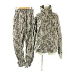アディダス バイ ステラマッカートニー adidas by Stella McCartney セットアップ パイソンプリント ジップアップジャケット パンツ XS ライトグレー チャコールグレー ブラック /DO ■OS