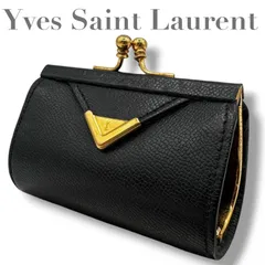 ☆★希少★Yves Saint Laurent　イヴサンローラン★コインケース　小銭入れ　ポーチ　がま口　ブラック　レザー　ゴールド金具★1239
