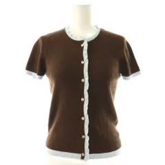 ザラ ZARA フリル半袖ニット カーディガン M ブラウン /HK ■OS