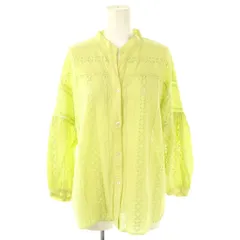 グリーンレーベルリラクシング ユナイテッドアローズ green label relaxing ブラウス 七分袖 スキッパー 黄緑 ライトグリーン /AT ■OS ■GY14