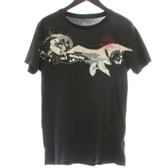 ディーゼル DIESEL Tシャツ カットソー M 黒 ブラック 半袖 グラフィックプリント ラウンドネック /GG